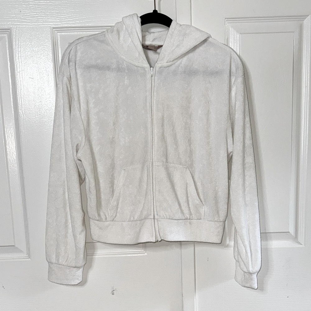 NWOT H&M White Hooded Zip-Up Sweater Hoodie